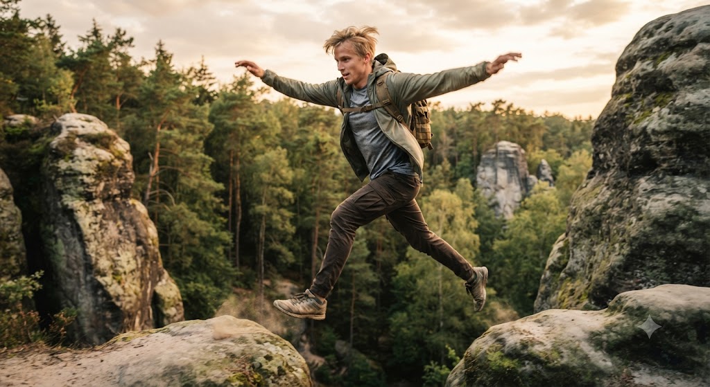 czech hunter blonde guy parkour
